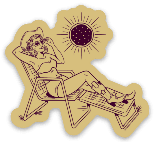Large Lounging Cowgirl Sticker